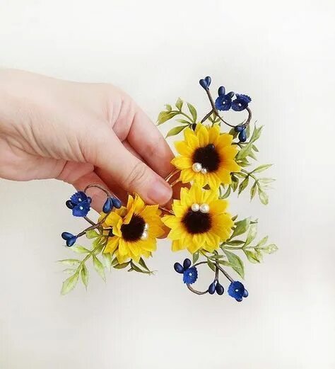 Прическа подсолнух женская 3 Sunflower Hair Pin Sunflower Hair Piece Royal Blue Hair Etsy Flowers in hair, 