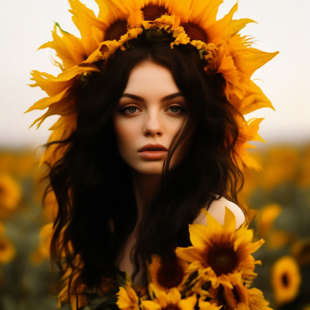 Прическа подсолнух женская "The sunflower woman" - image created in Shedevrum