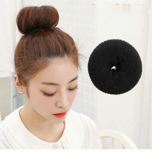 Прическа пончик для девочки Hair Donut Bun Maker Ring Style French Mesh Chignon Ballet Dance Sock Bun Updo e