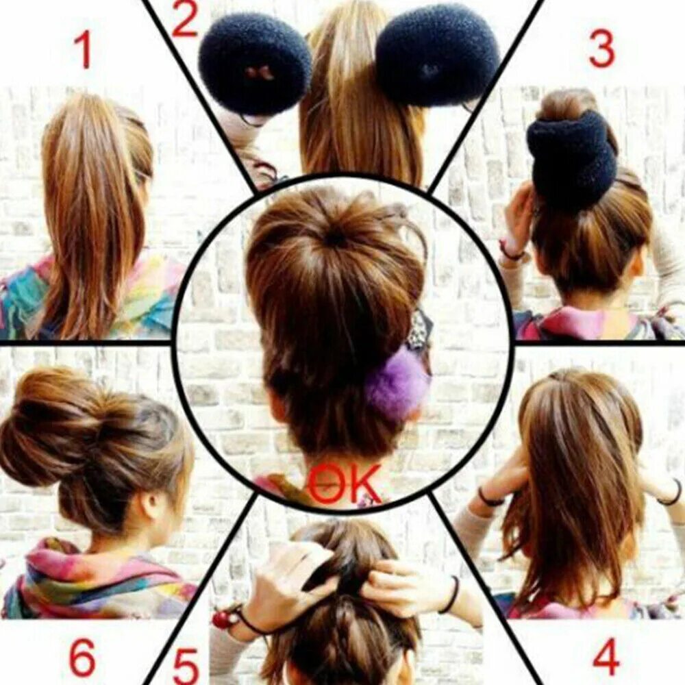 Прическа пончик для девочки Extra Large 18CM/7" Magic Doughnut Bun Hair Updo Styler Summer Hair Donut Ring e