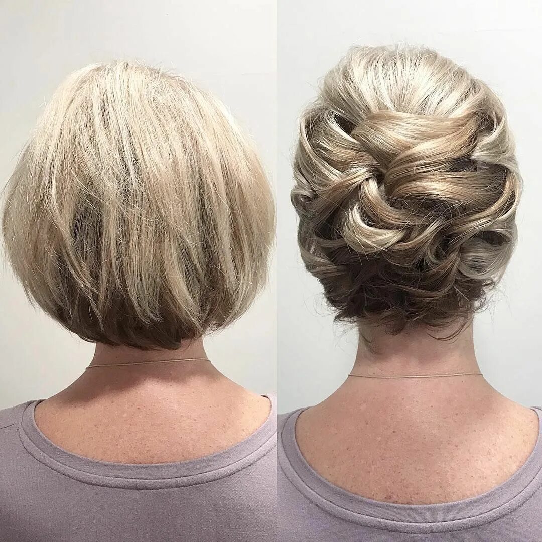 Прическа праздничная на каре для женщин KellGrace on Instagram: "Short hair CAN go up! (No hair extensions added) . . #k