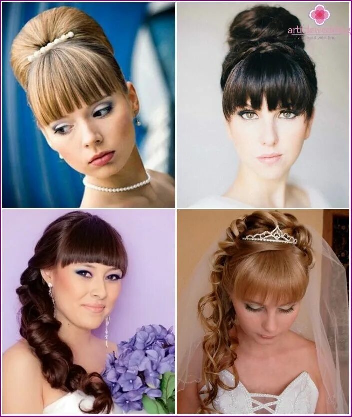 Прическа праздничная на средние волосы с челкой Svadobné účesy: krok s fotografiami -User Wedding hairstyles, Hair styles, Beaut