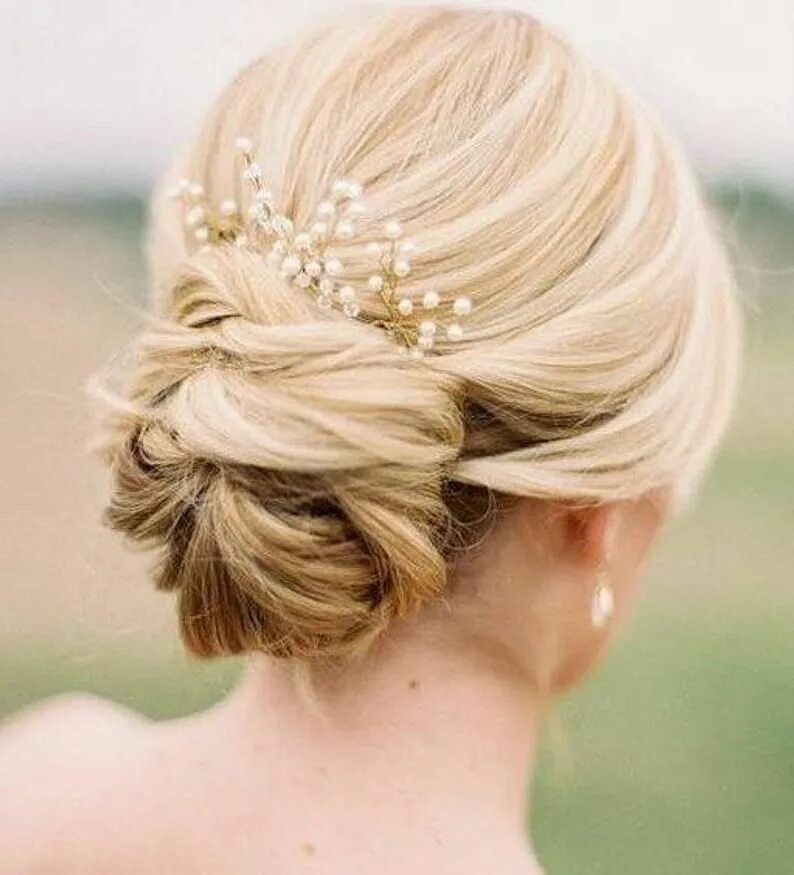 Прическа пучок на длинные волосы свадебные Set of 3 Bridal Hair Pin Gold Pearl Hair Pin Gold Hair Pin - Etsy UK Bridal hair