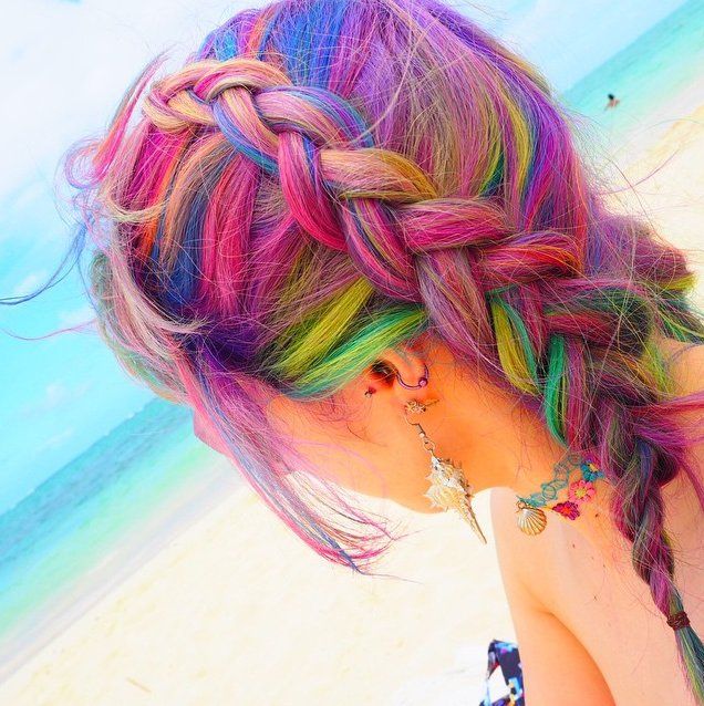 Прическа радуга для девочки Tropical Tresses Rainbow hair color, Dyed hair, Hair styles