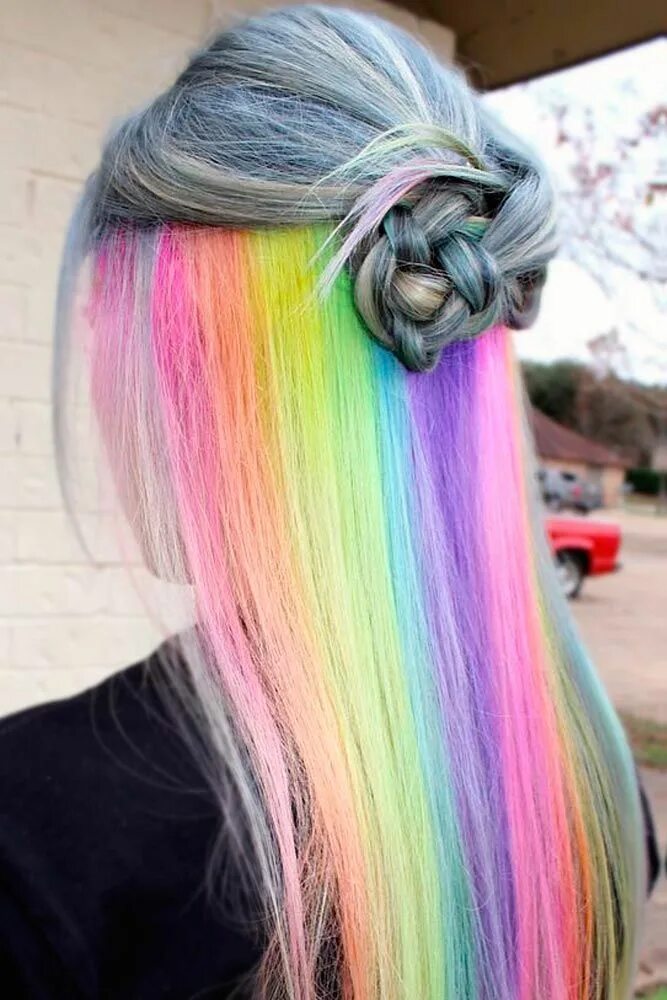 Прическа радуга для девочки Chic Hidden Rainbow Hair Is The Magic You Need To Be Trendy Rainbow hair color, 