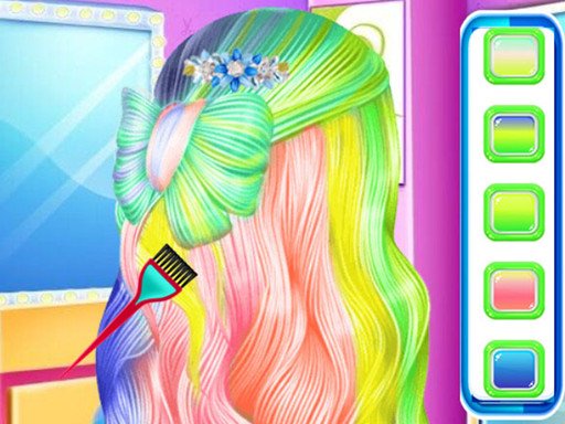 Прическа радуга для девочки Play Fashion Rainbow Hairstyle Design Free Online Games KidzSearch.com