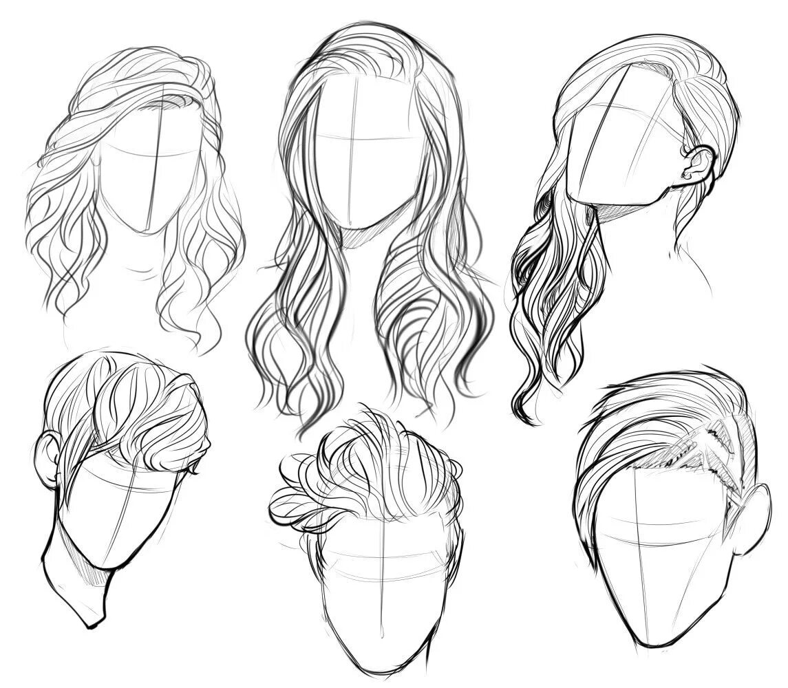 Прическа рисунок Hair sketch, Drawings, How to draw hair