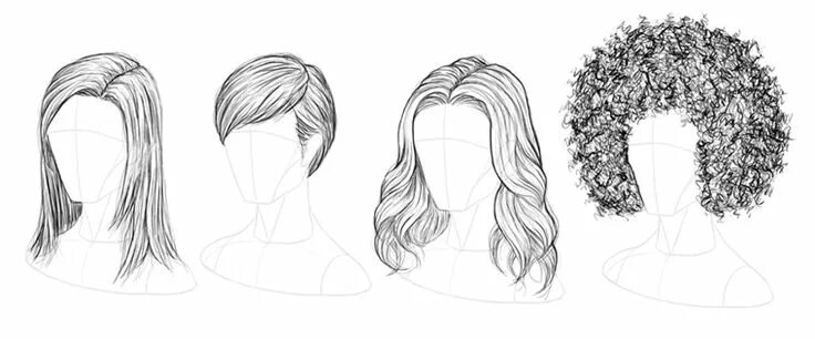 Прическа рисунок легкий How to Draw Hair How to draw hair, Realistic drawings, Step by step hairstyles