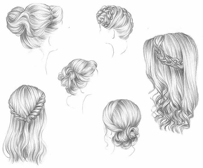 Прическа рисунок легкий Pin by Eléa Coppens on coiffure Girl hair drawing, Hair art, Hair sketch