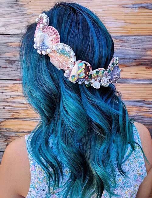 Прическа русалки для девочки 25 Mesmerizing Mermaid Hair Color Ideas Mermaid hair, Mermaid hair color, Blue m