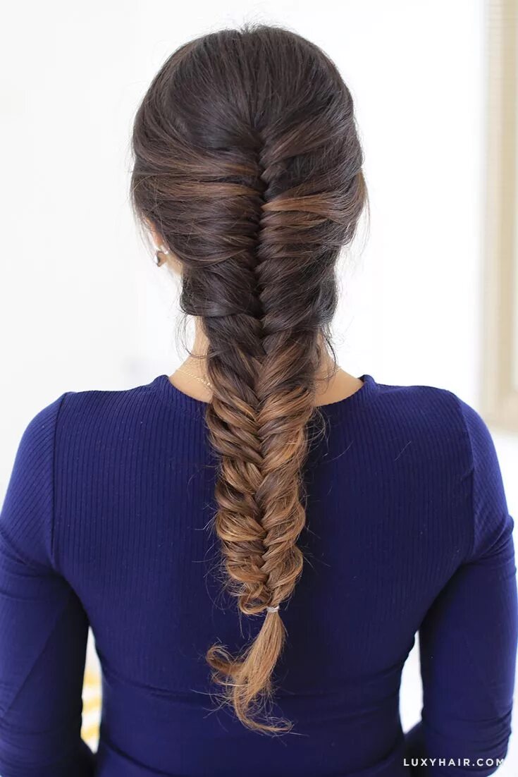 Прическа рыбий хвост на длинные волосы French Fishtail Braid: How To French Fishtail Your Own Hair - Luxy ® Hair Fishta