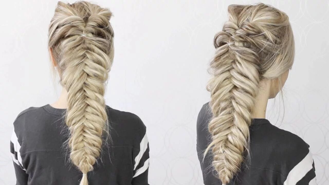 Прическа рыбий хвост на длинные волосы HOW TO: Dutch Fishtail Faux Hawk EASY! - YouTube