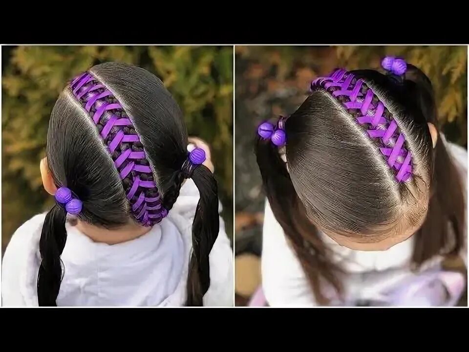 Прическа с атласной лентой для девочки PEINADO PARA NIÑAS CON TRENZA Y LISTON CRUZADO PEINADOS FÁCILES Y RÁPIDOS PARA N