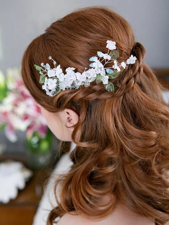 Прическа с гребнем на длинные Custom Listing for Marissa Etsy Wedding hairstyles, White flower headpiece, Cute