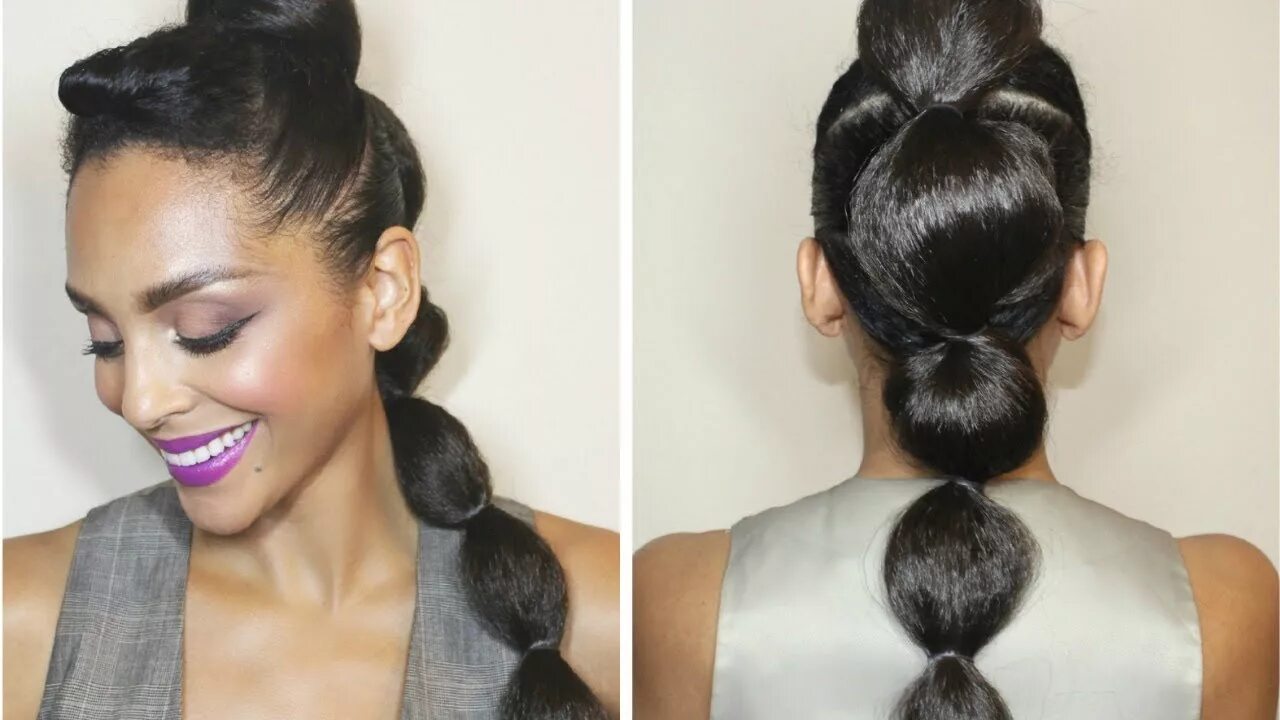 Прическа с хвостиками HOW TO: BUBBLE PONYTAIL TUTORIAL NATURAL HAIR DISCOCURLSTV - YouTube