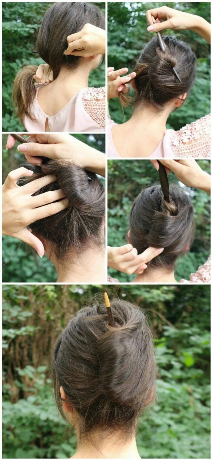 Прическа с китайской шпилькой на короткие волосы Pin on Hair styling