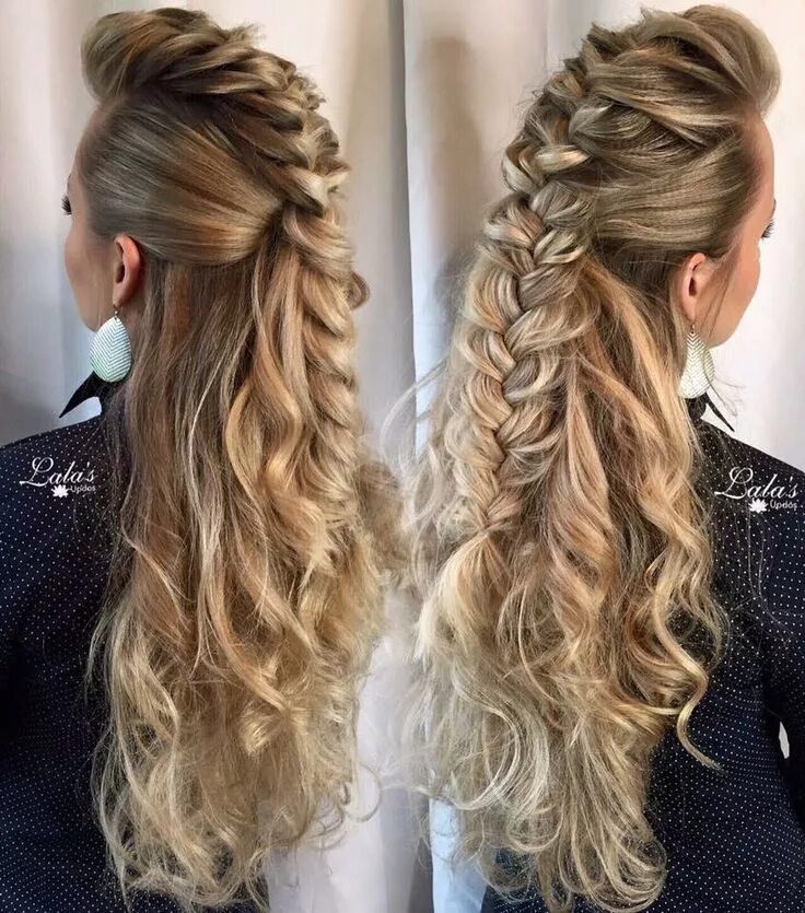 Прическа с косой на длинные волосы #updos #upstyles #weddinghair #lalasupdos #bridalstyles #bridalupdos #braids #br