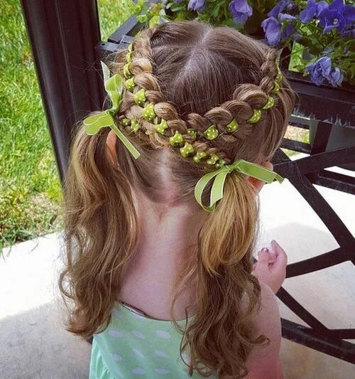 Прическа с лентами для девочки 20 Amazing Braided Pigtail Styles for Girls Flower girl hairstyles, Pigtail hair