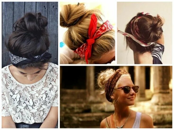 Прическа с платком на короткие волосы Coiffure avec un bandana cheveux - coiffures cool et tutoriels Womens hairstyles