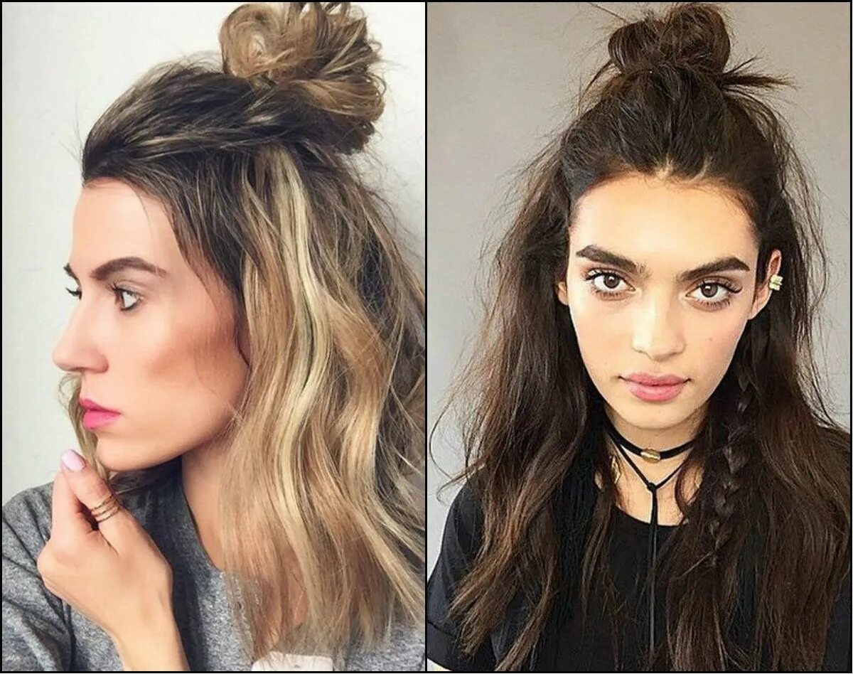 Прическа с пучком и распущенными волосами Half Up Half Down Top Knots Best For Summer Time Hairstyles 2016, Hair Colors. H