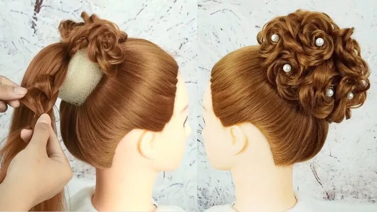 Прическа с шишкой и локонами как сделать Beautiful Hairstyle For Party Wedding 2019 - Bridal Bun Hairstyle Tutorial Trend