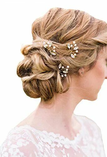 Прическа с шпильками на средние Lemandy 3 pcs Crystal Hair Pins Bridal Hair Pins Wedding ... https://www.amazon.