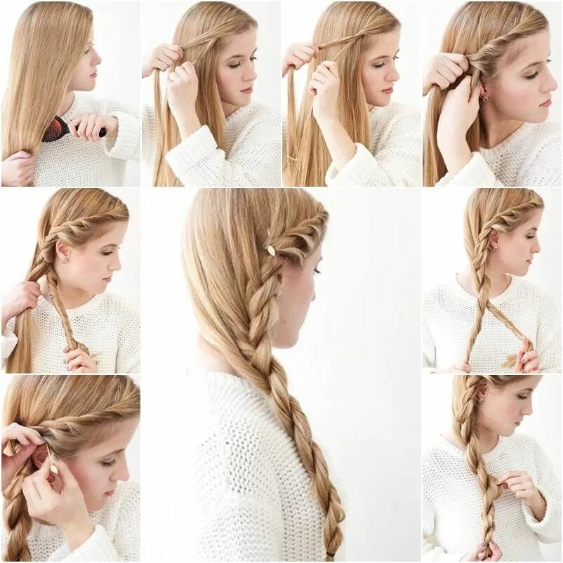 Прическа самой себе на длинные волосы How to DIY Simple Side Braid Hairstyle iCreativeIdeas.com Long thin hair, Hair s