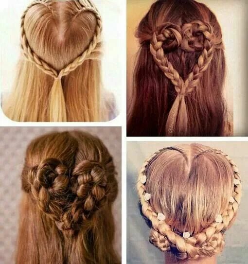 Прическа сердечко для девочки пошагово Hjertehår Hair braid heart, Heart braid, Glamorous hair