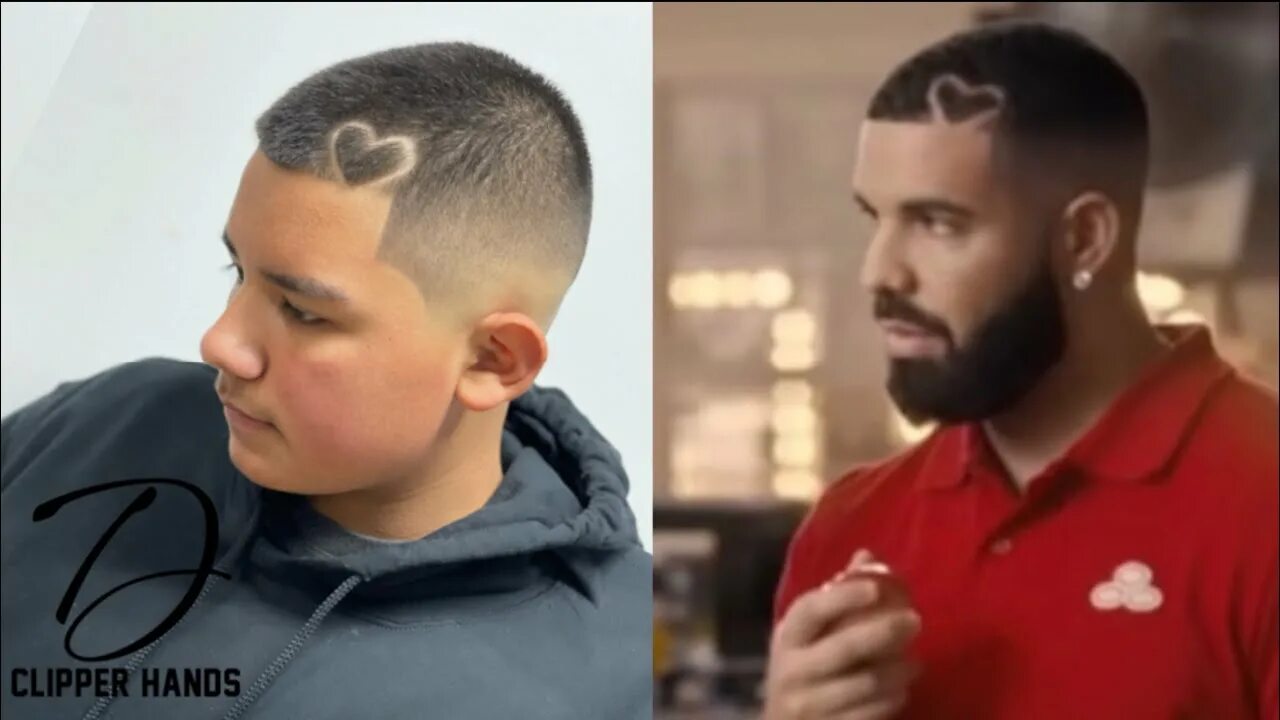 Прическа сердце Drake from State Farm Super Bowl Commercial LV Haircut Tutorial - YouTube