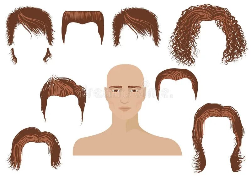 Прическа шаблон Hairstyle. Man Face and Set of Haircuts Stock Vector - Illustration of face, sty