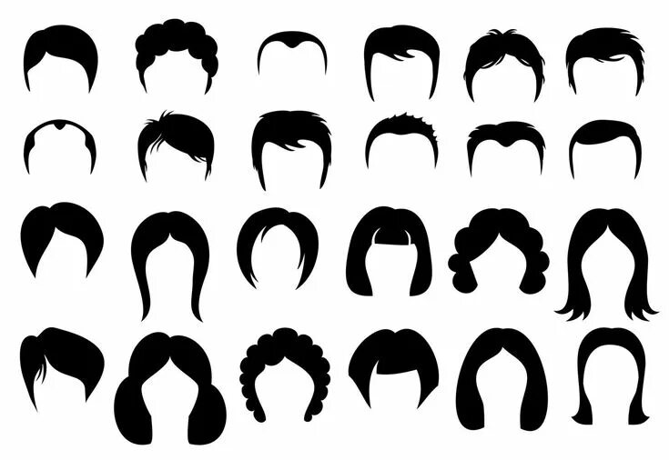 Прическа шаблон Female and male hair vector hairstyle silhouette icons style By Microvector TheH