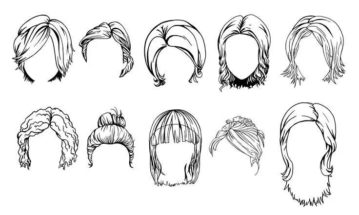 Прическа шаблон Hairstyle Sketches: http://www.tooncharacters.com/ How to draw hair, Hair sketch