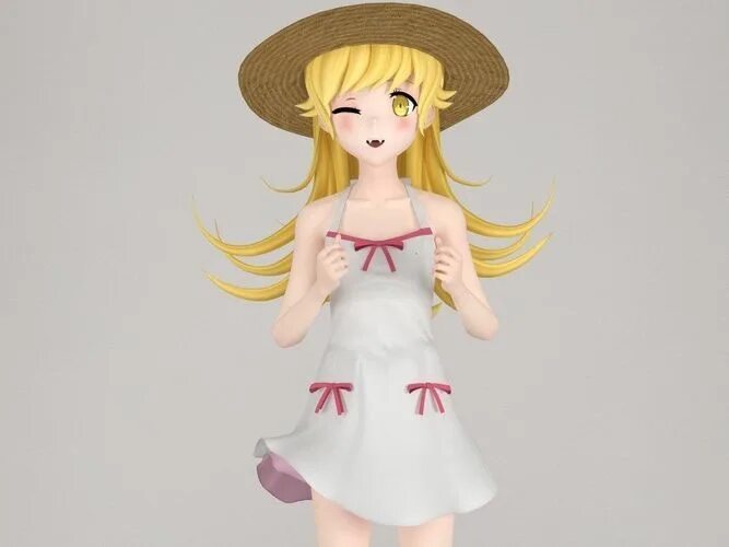 Прическа шинобу как сделать Shinobu Oshino anime girl pose 01 3D model CGTrader