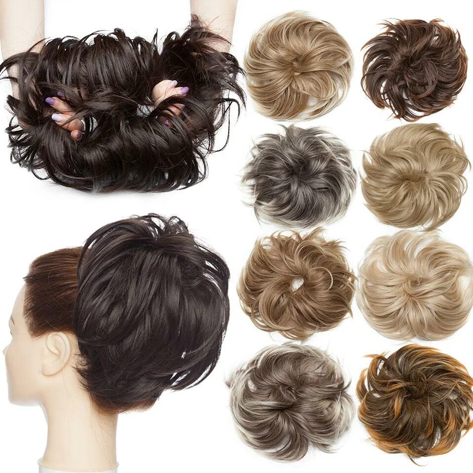 Прическа шиньон фото Chignon Hairpiece Synthetic Tousled Messy Bun Hair Elastic Band Updo Chignon Hai