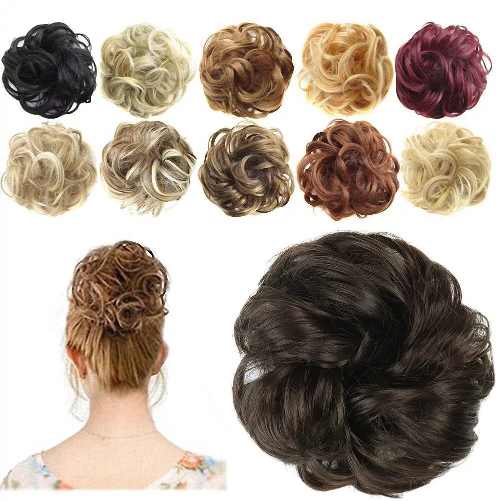 Прическа шиньон фото Amazon.com : BARSDAR Wavy Curly Messy Bun Hairpiece Updo Scrunchie Ribbon Synthe