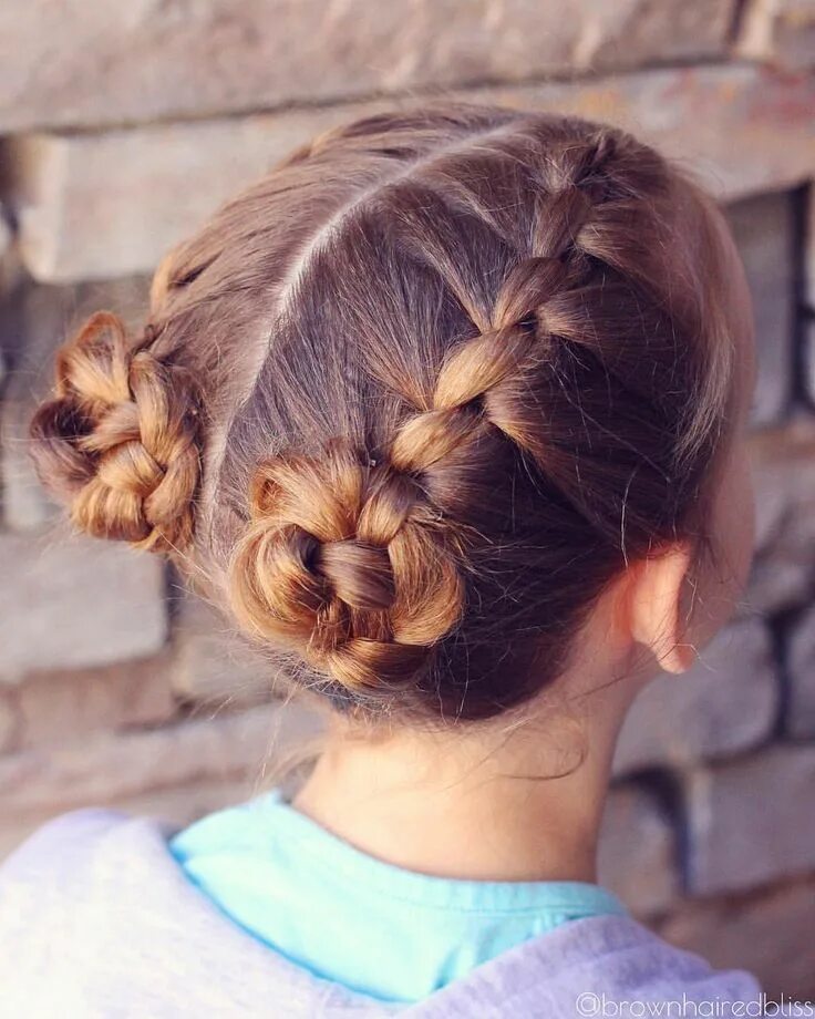 Прическа шишечки для девочки как сделать Double knotted braids into braided buns on textured hair! I used @sweethearts_ha