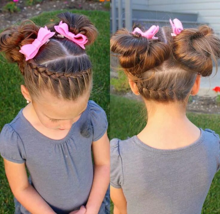 Прическа шишки с двух сторон для девочки Peinados escolares Baby girl hairstyles, Baby hairstyles, Girl hairstyles