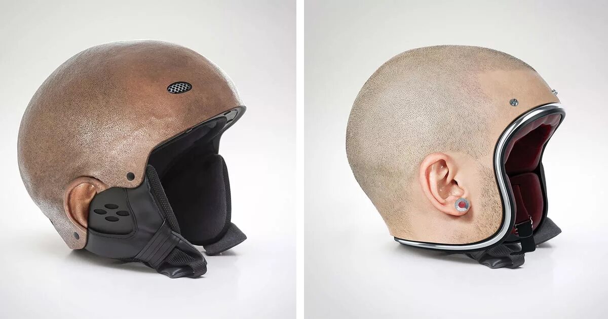 Прическа шлем мужская The Realistic 'Human Head' Helmet Looks Creepy And Cool At The Same Time - Elite