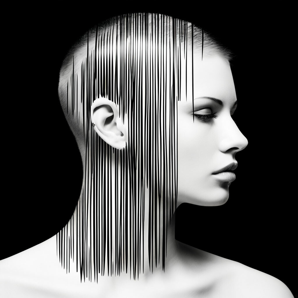 Прическа штрих "Hairstyle barcode" - image created in Shedevrum