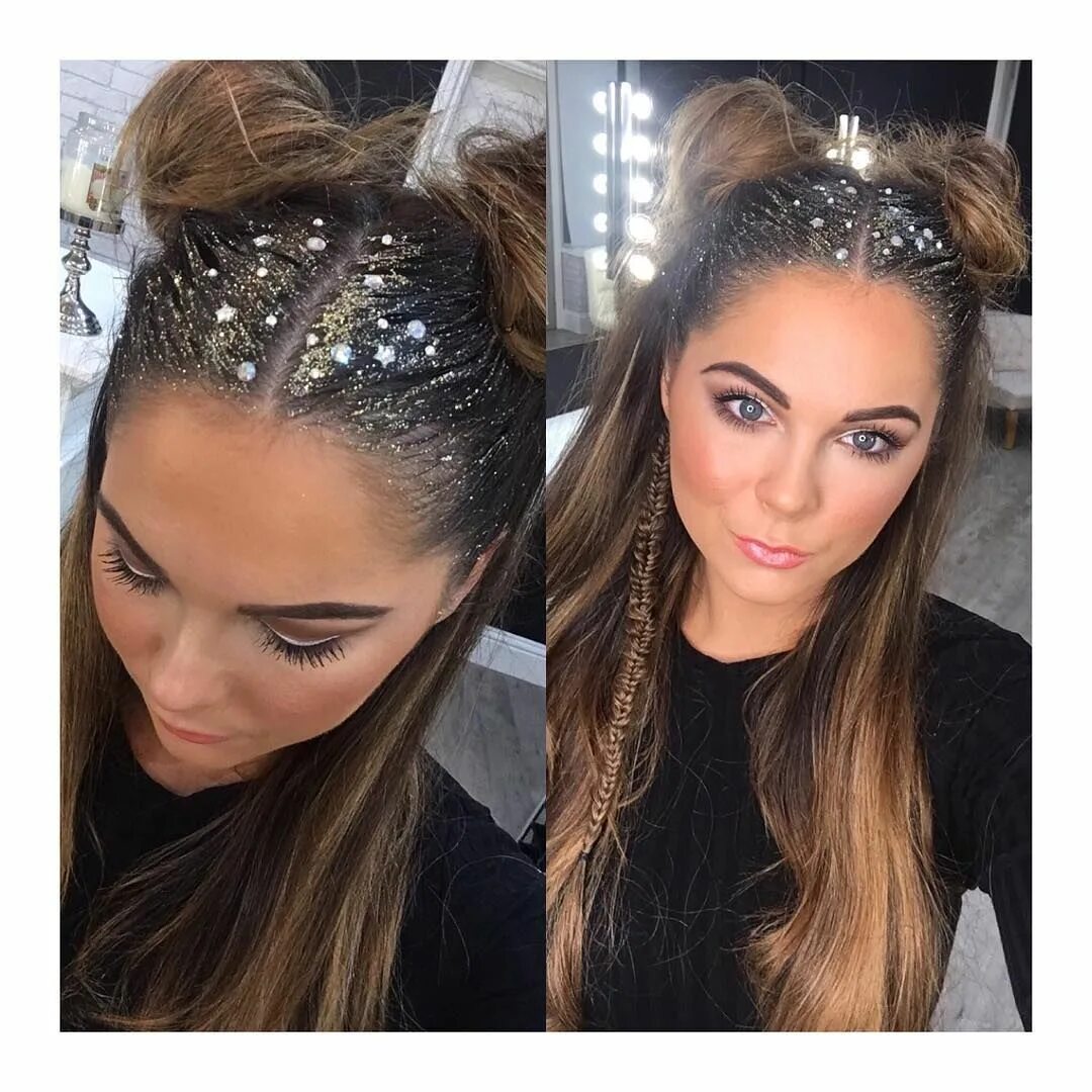 Прическа со стразами 2024 20 Photos That Prove Glitter Roots is The Official Hairstyle of Festival Season 