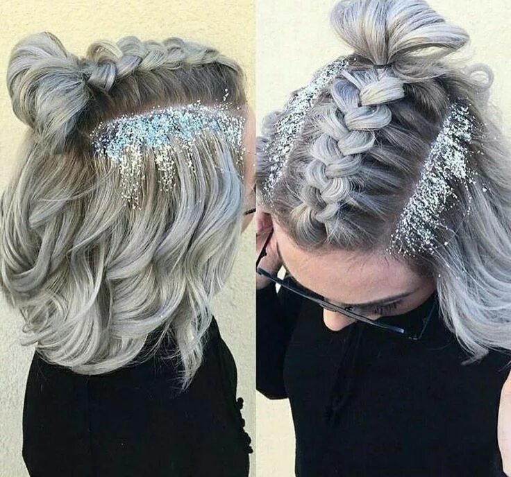 Прическа со стразами на короткие волосы Braided hairstyles for short hair