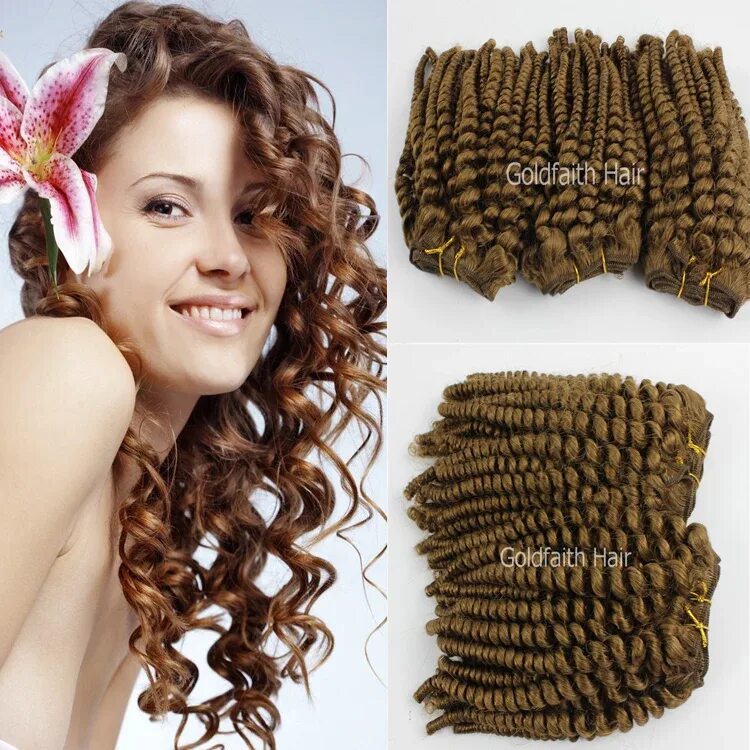 Прическа спиральки на средние волосы Brazilian Curly Virgin Hair Spiral Curl 3pcs/lot 100% Human Hair Weave Deep Curl