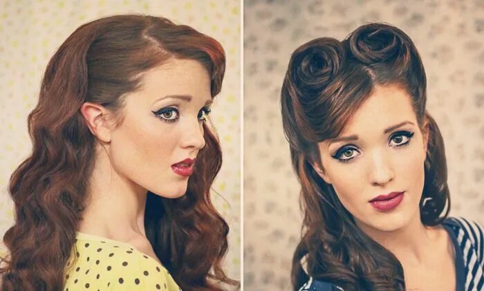 Прическа стиль стиляги на длинные волосы Half up hair 50s style Vintage hairstyles for long hair, Long hair styles, Retro