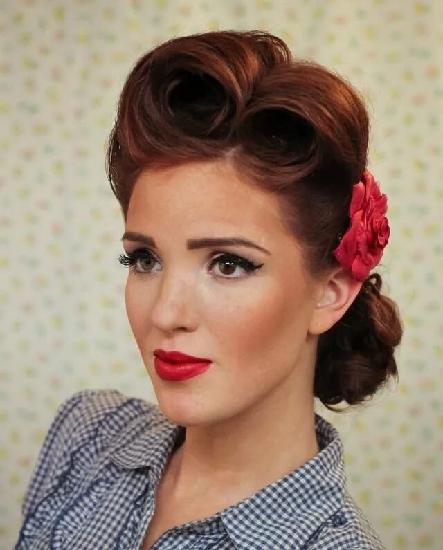 Прическа стиль стиляги на длинные волосы Rockabilly hair, Roll hairstyle, Beautiful hair