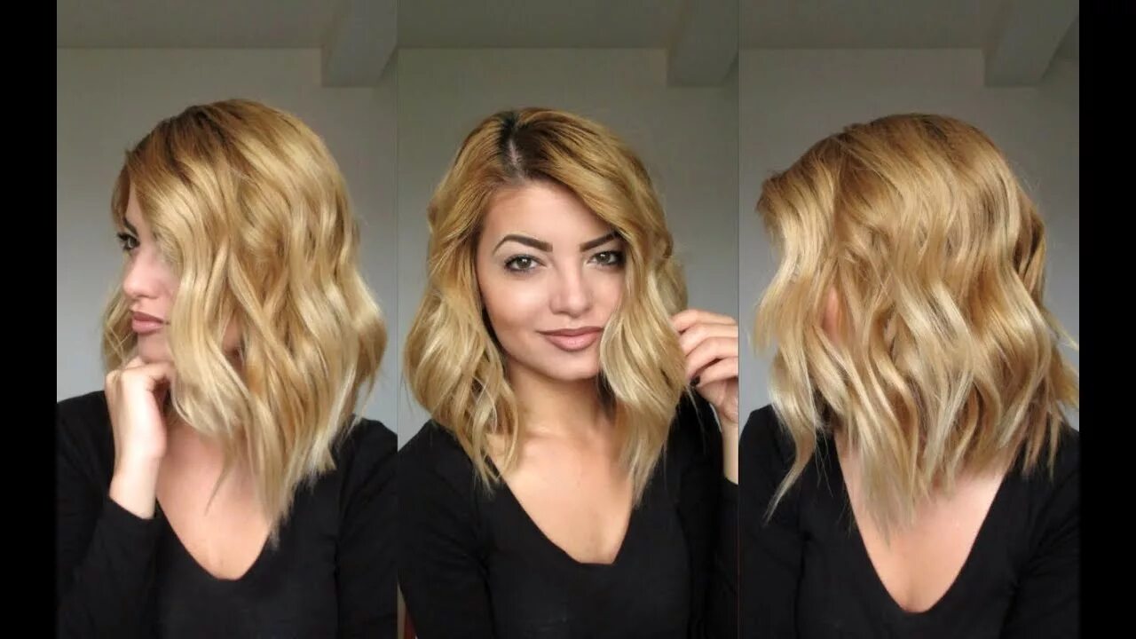 Прическа утюжком на средние волосы фото Beachy Waves Hair Tutorial - YouTube