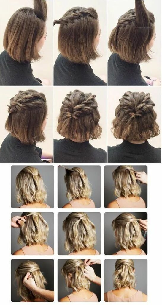 Прическа в школу на каре до плеч Sleek and Polished Updos for a Professional Appearance in 2024 Short hair up, Di