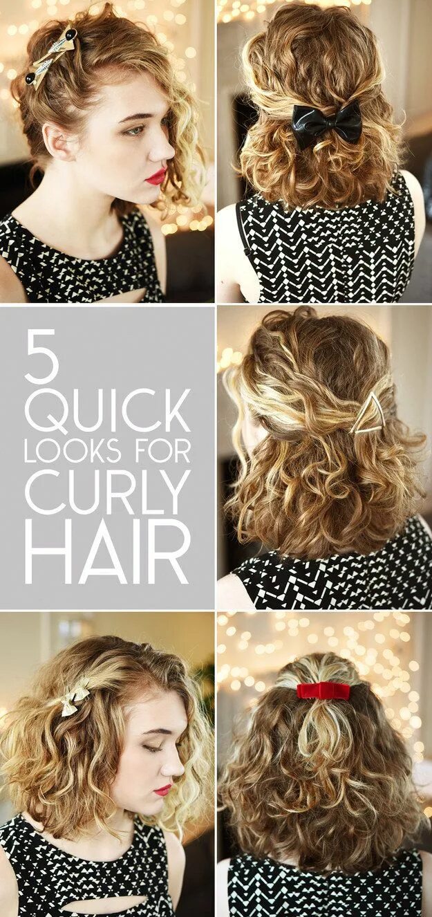 Прическа в школу на кудрявые волосы Easy, Breezy, Beautiful Hairstyles For Medium-Length Hair Curly hair styles, Cur