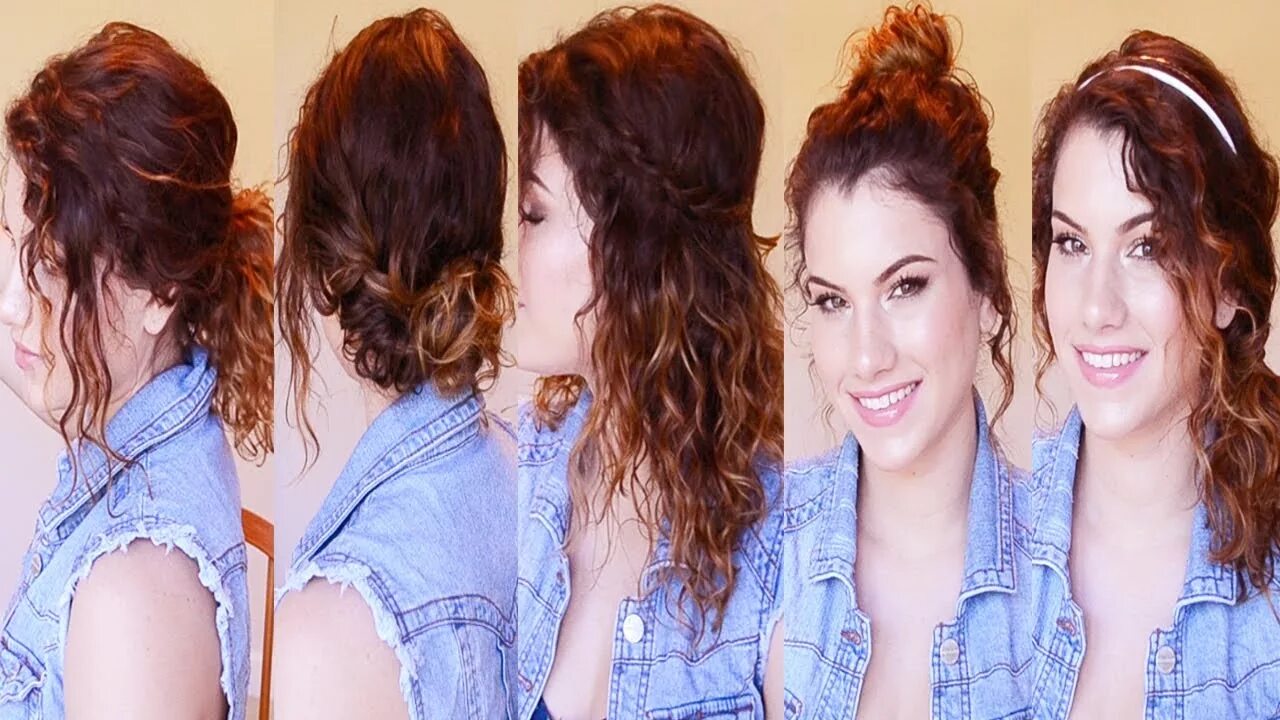 Прическа в школу на пушистые волосы 5 Back to School Curly Hairstyles (Easy & Heatless!) - YouTube