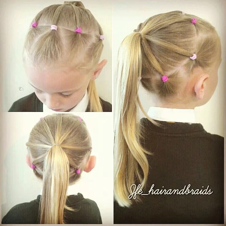 Прическа в школу на редкие волосы Peinados con ligas para niñas Tips De Madre Hair styles, Kids hairstyles, Little