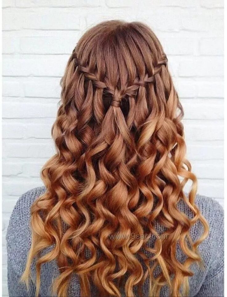 Прическа в школу с кудрями 10 Pretty Waterfall French Braid Hairstyles - PoP Haircuts Peinados con ondas y 